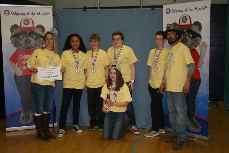 Mariner Middle Odyssey of the Mind participants shown are (l-r) Hannah Petterson, Jaidyn Maull, Ryan Baker, Ava Azato, Carter Barron and Jordan Petterson. In front is Reese Petterson. SUBMITTED PHOTOS